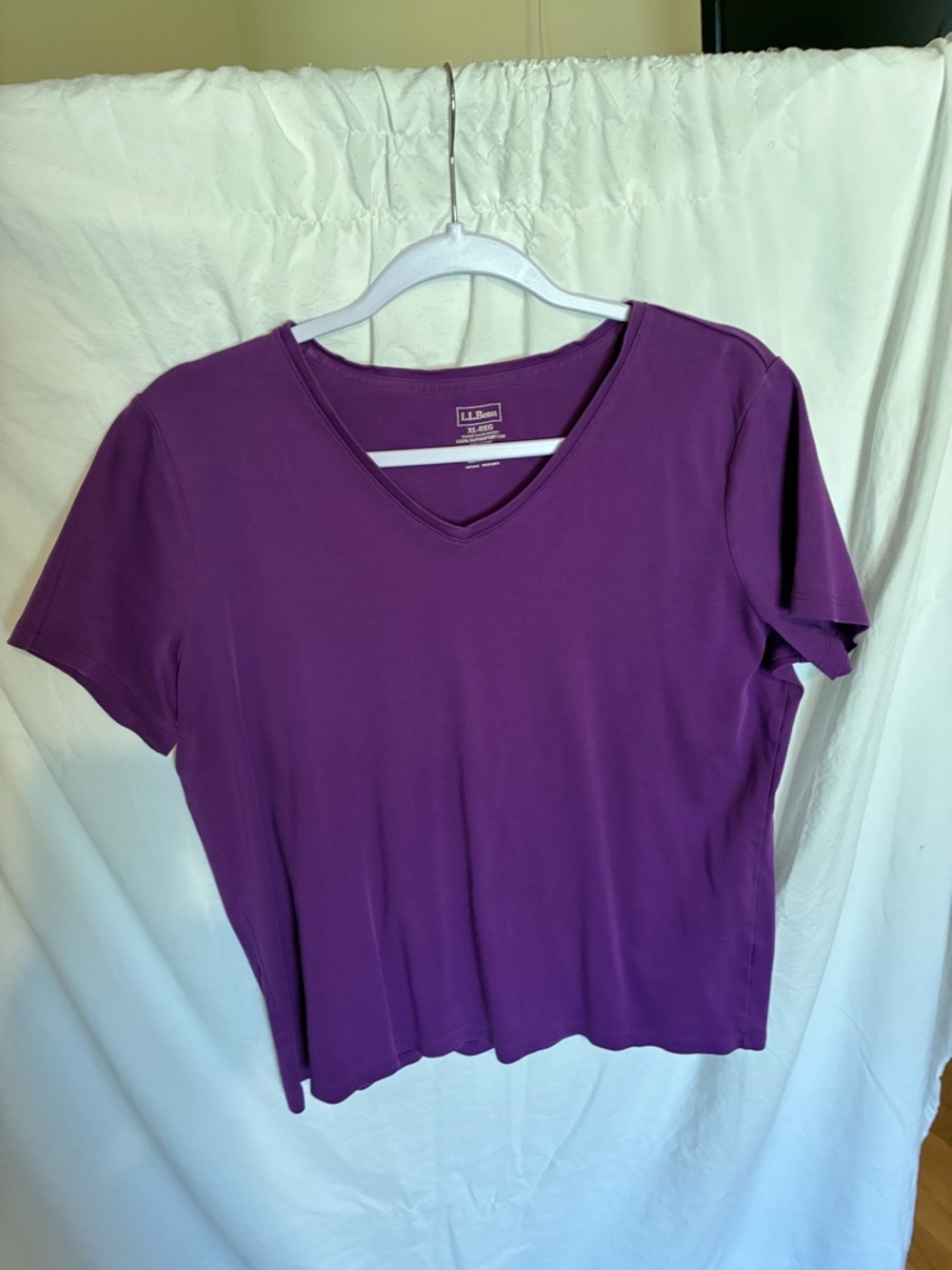 L.L. Bean Women's V-Neck Short Sleeve Tee in Deep Purple